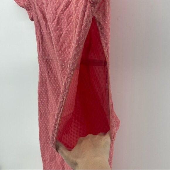 Pink Eyelet Dress Short Sleeve Sheath Cutout Neck Casual Career Size Unknown - Picture 2 of 13